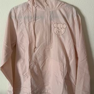 Pink Pullover Windbreaker with Pig Design